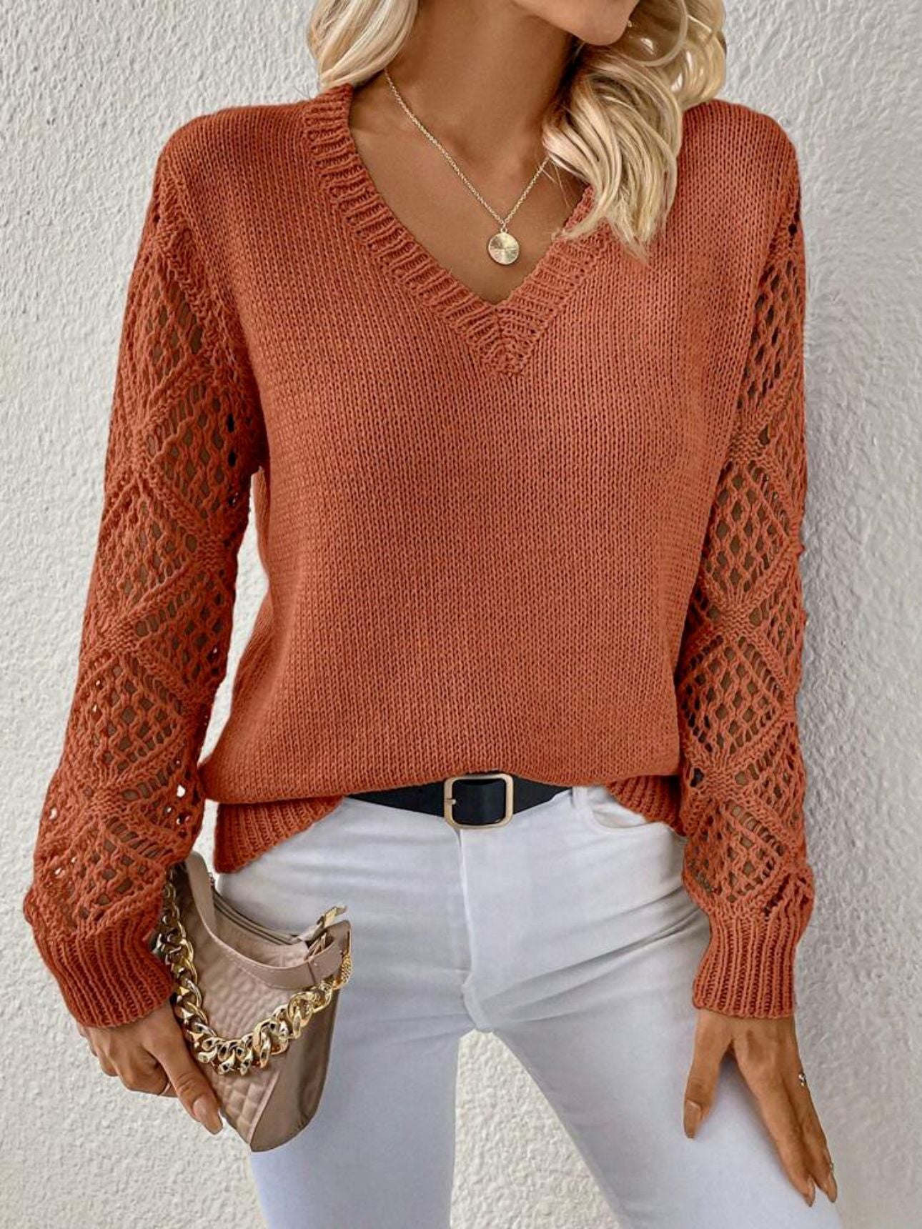 Elegant V-Neck Knit Sweater