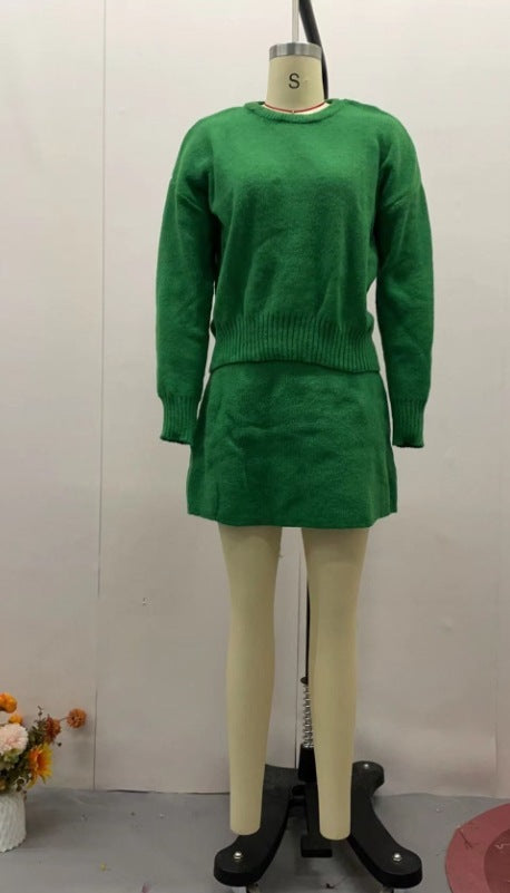 Elegant Knit Sweater Skirt Set