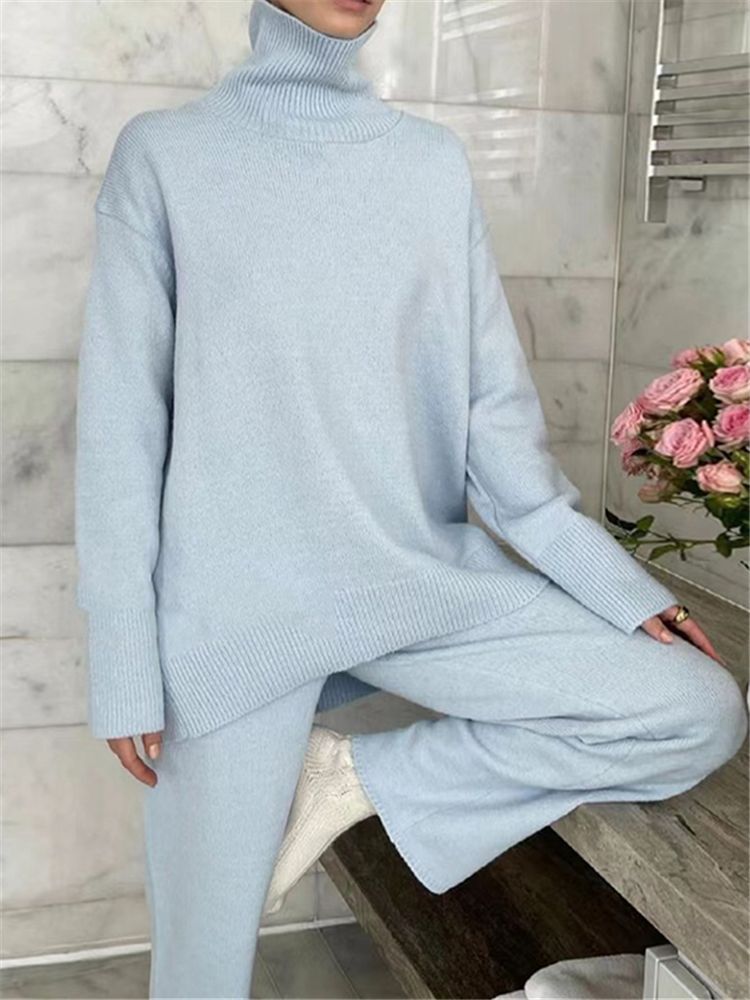 Knitted Turtleneck Tracksuit Set