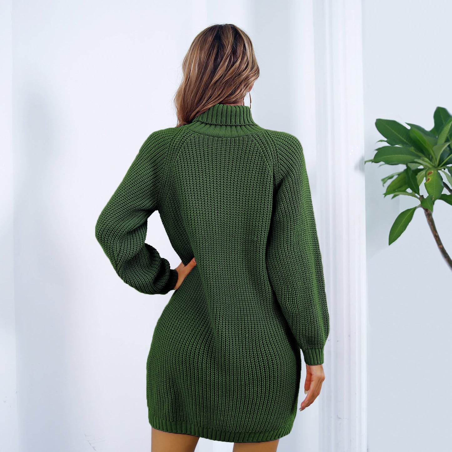 Cozy Turtleneck Button Dress