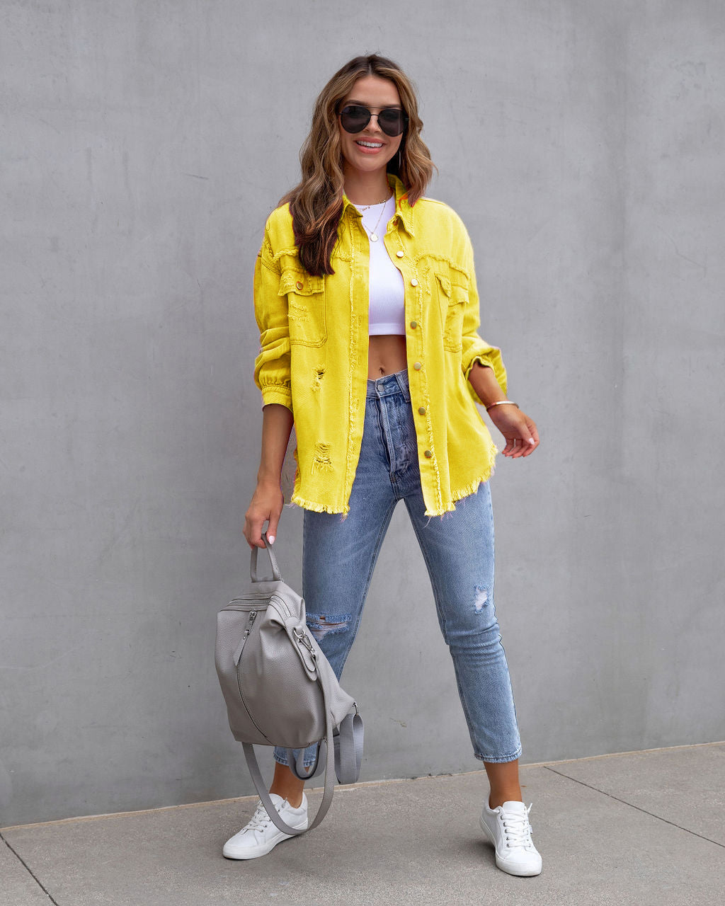 Trendy Ripped Shirt Jacket