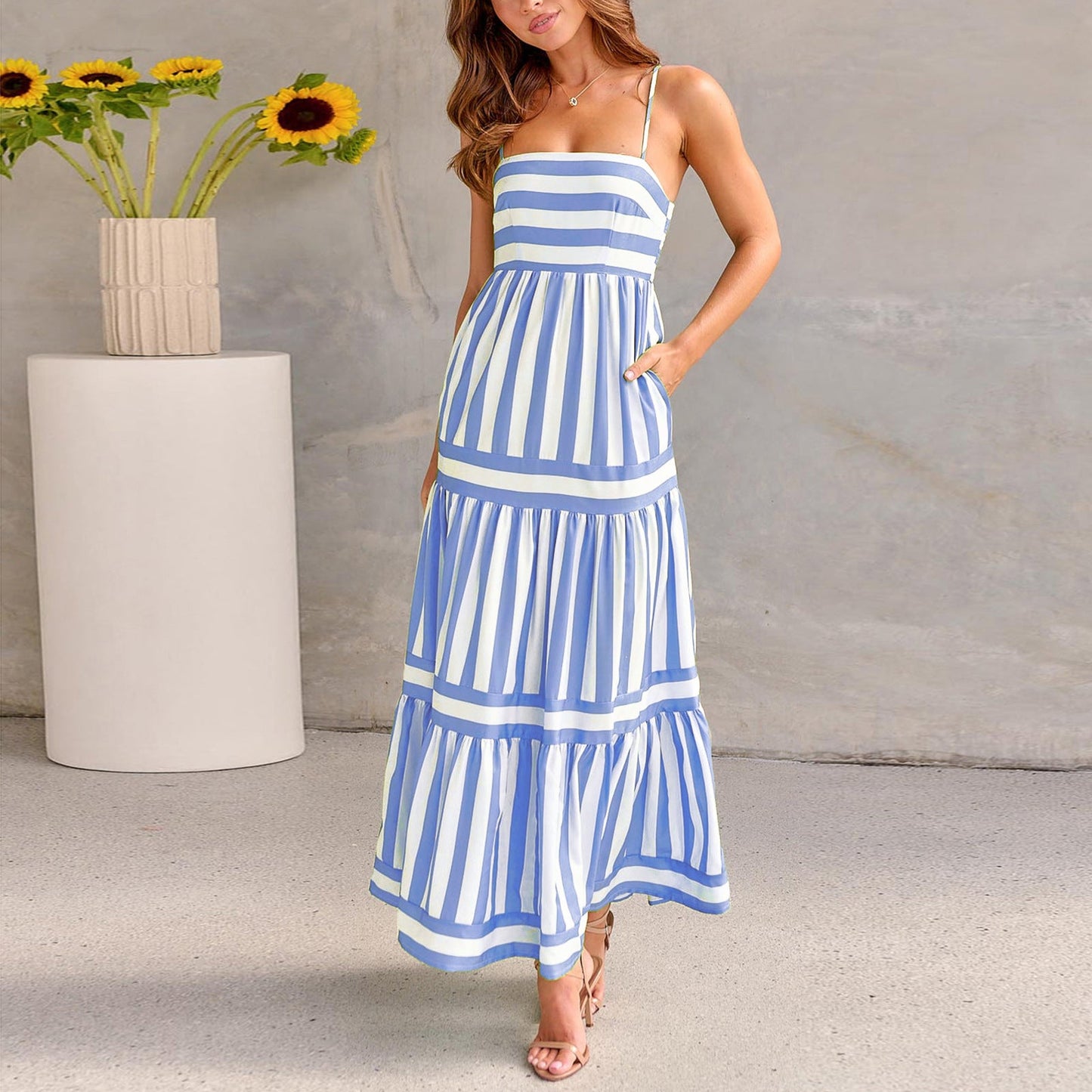 Striped Square Neck Dress