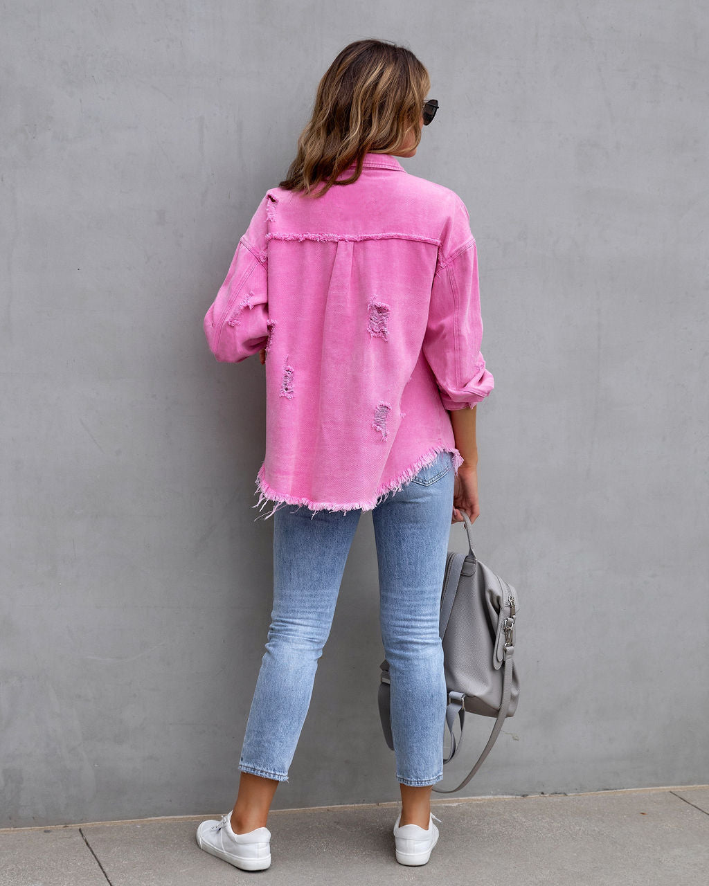 Trendy Ripped Shirt Jacket
