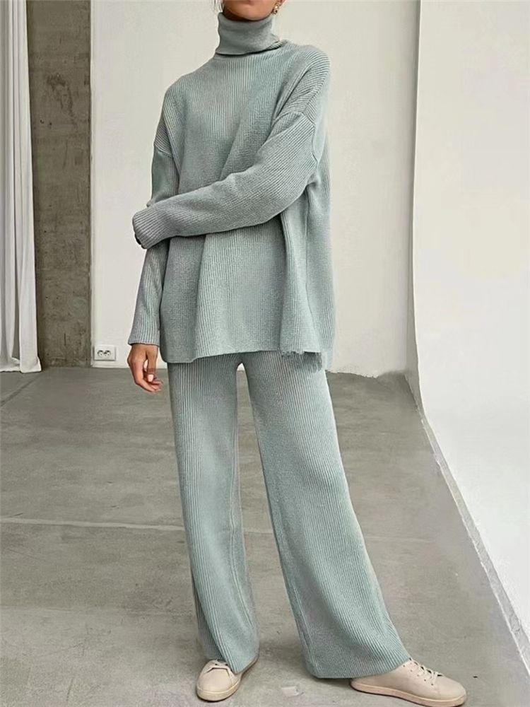 Knitted Turtleneck Tracksuit Set