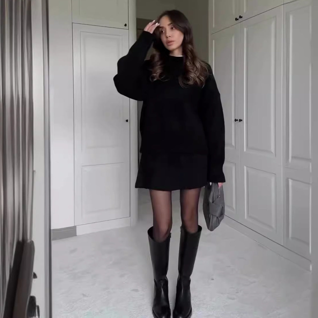 Elegant Knit Sweater Skirt Set