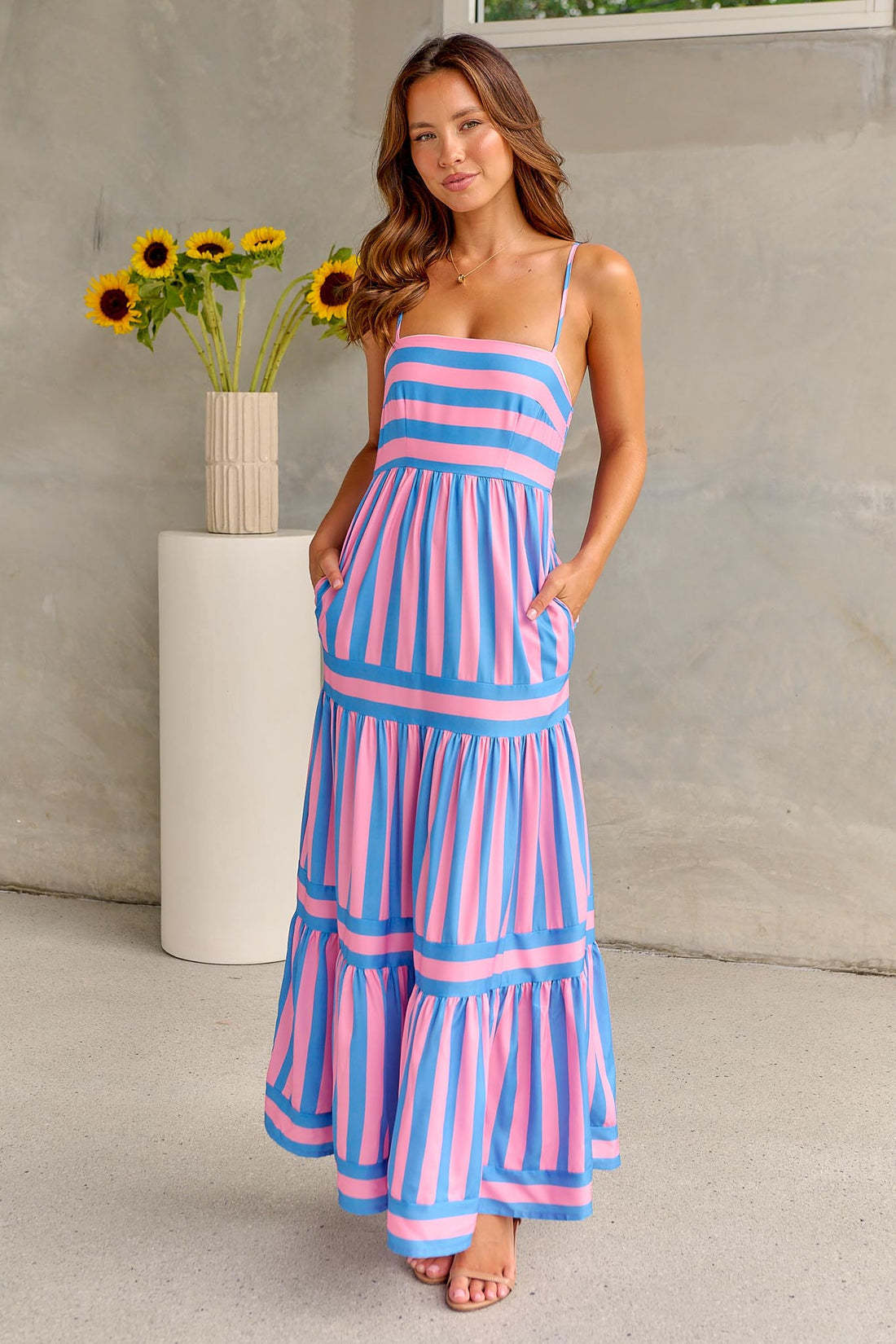 Striped Square Neck Dress
