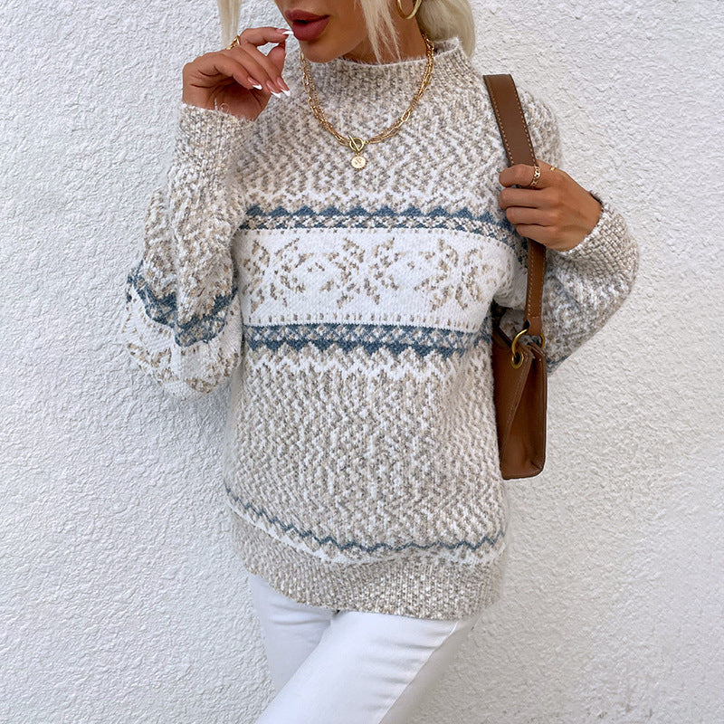 Snowflake Half-Turtleneck Sweater