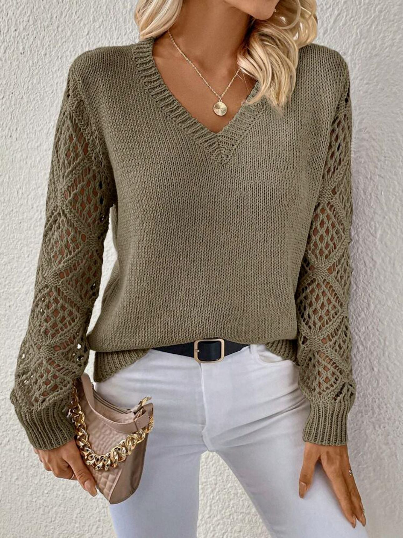 Elegant V-Neck Knit Sweater