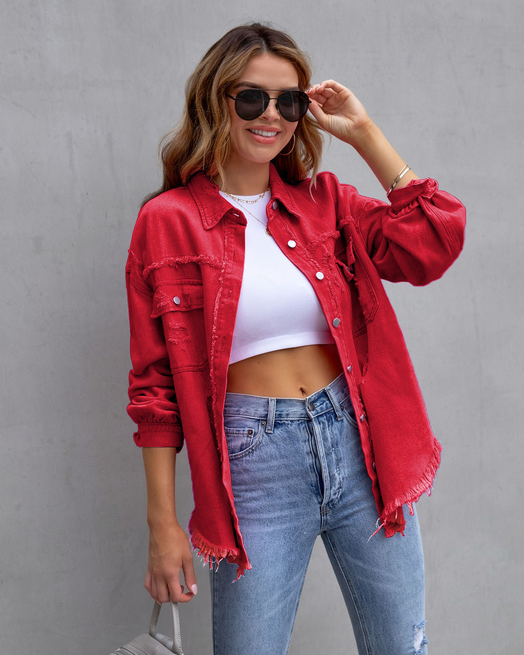 Trendy Ripped Shirt Jacket
