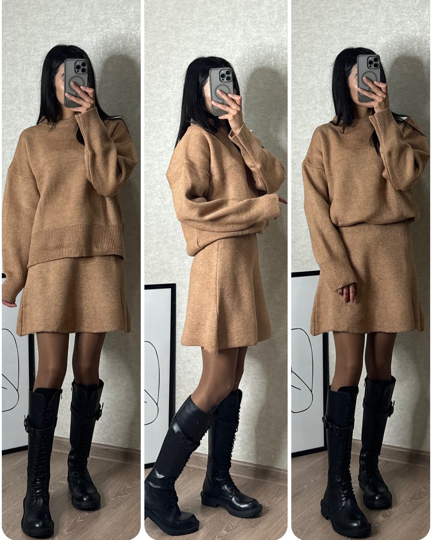 Elegant Knit Sweater Skirt Set