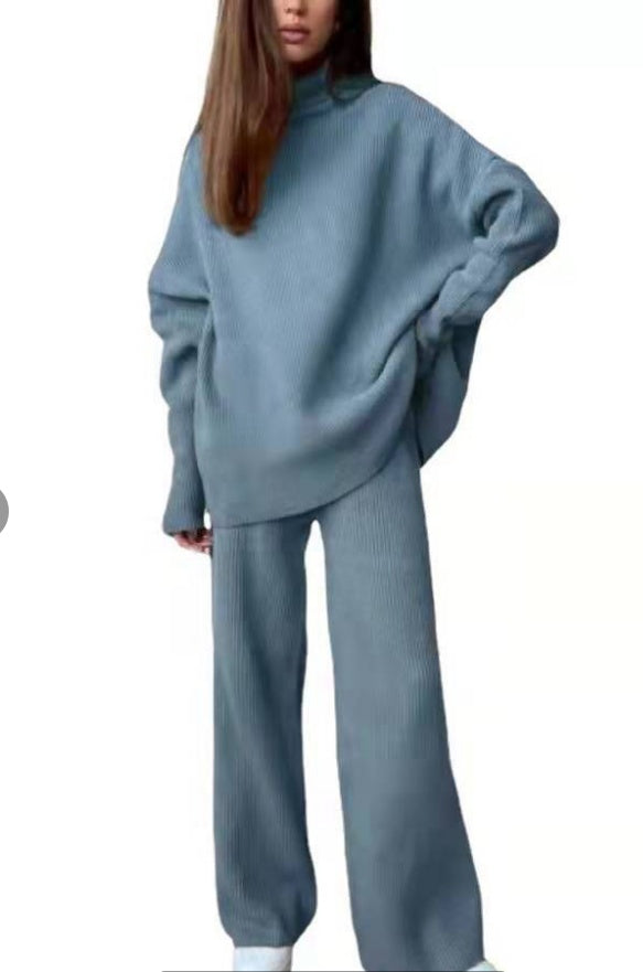 Knitted Turtleneck Tracksuit Set