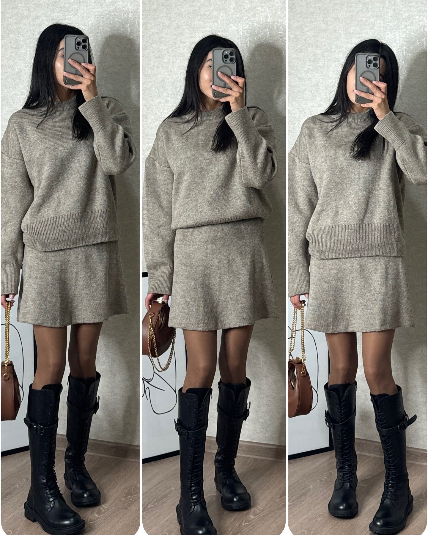 Elegant Knit Sweater Skirt Set