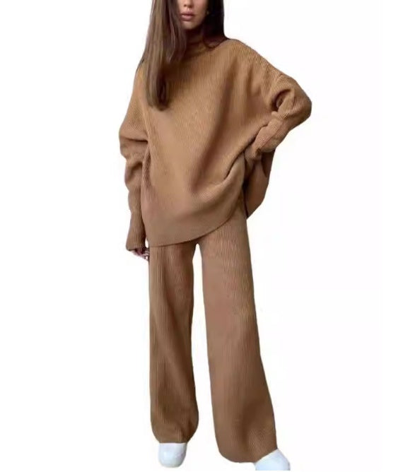 Knitted Turtleneck Tracksuit Set