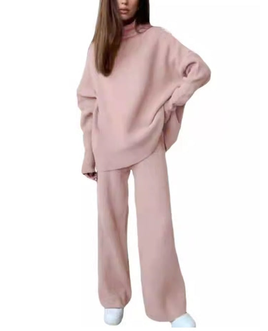 Knitted Turtleneck Tracksuit Set